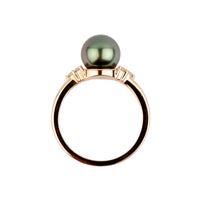 Tahitian Pearl & Diamond Toru Ring on 14K Rose Gold