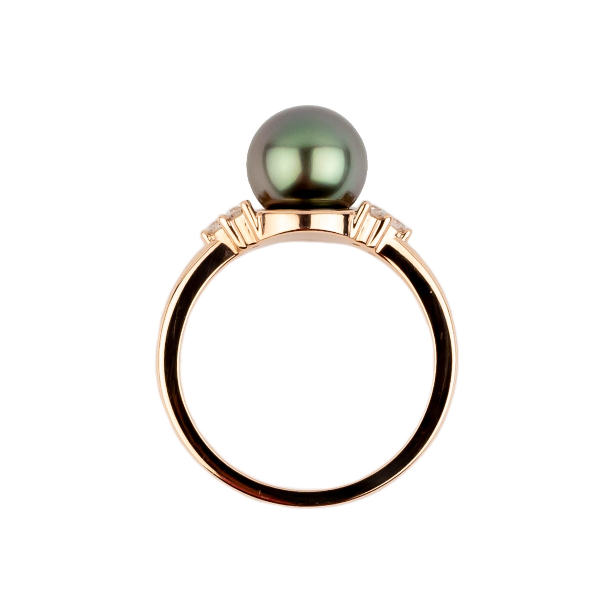 Tahitian Pearl & Diamond Toru Ring on 14K Rose Gold