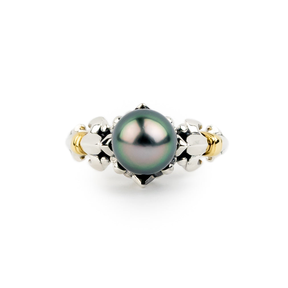 Aqua Pink Acropora Tahitian Pearl Ring