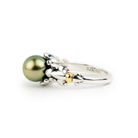 Golden Green Acropora Tahitian Pearl Ring