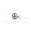 Light Peacock Green 9mm Tahitian Pearl I'a Necklace on Sterling Silver