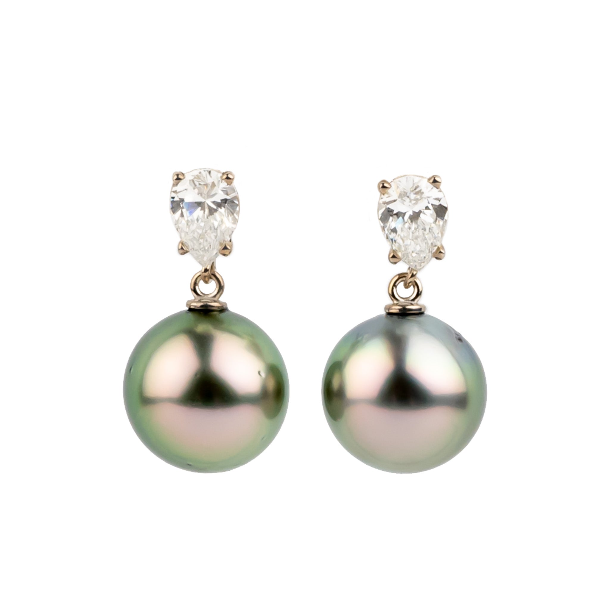 Tahitian Pearl & Diamond Sirène Earrings on 14K White Gold