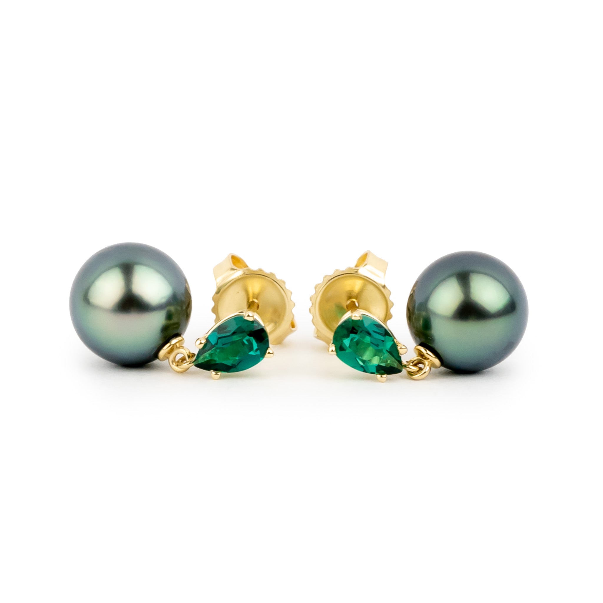 Tahitian Pearl & Emerald Sirène Earrings