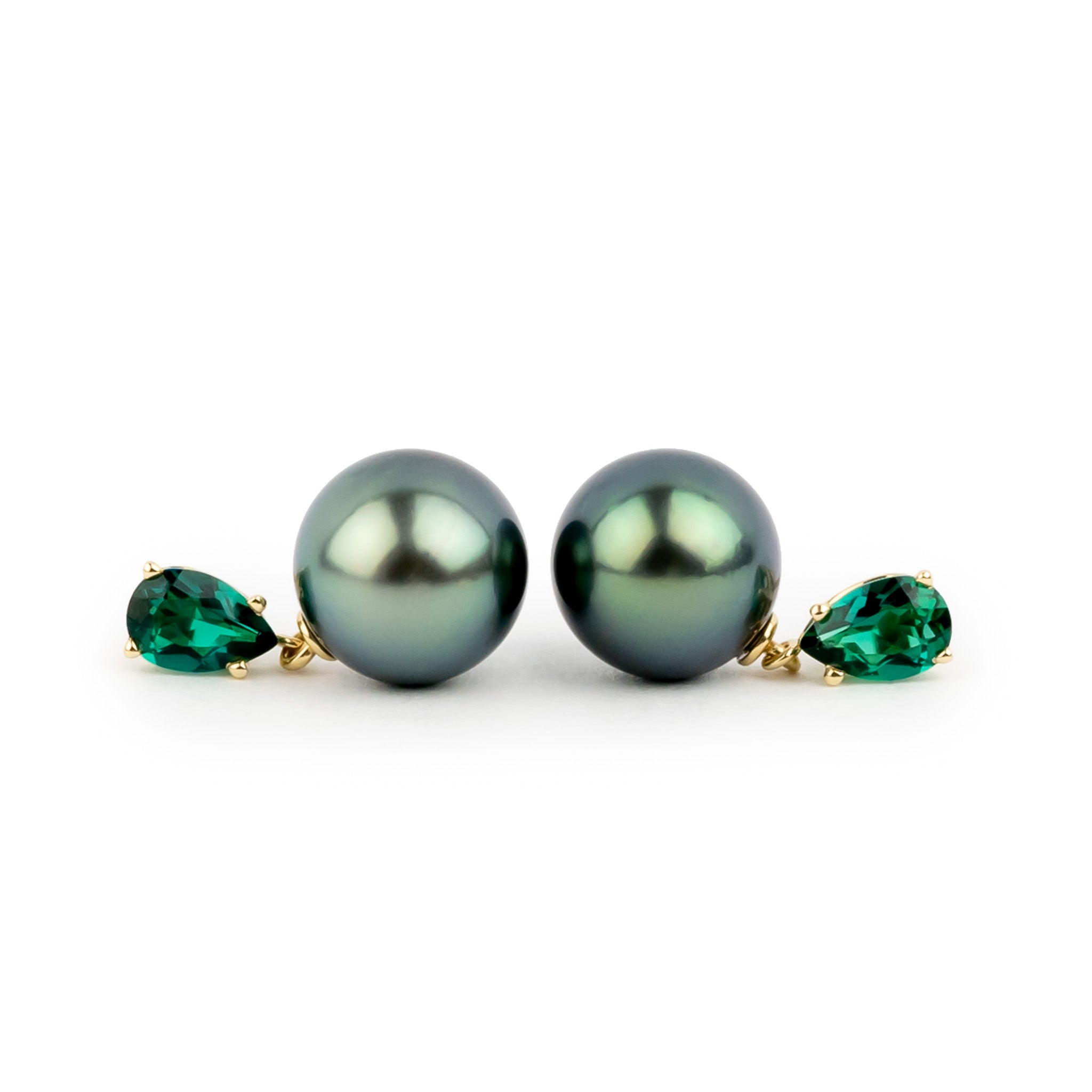 Tahitian Pearl & Emerald Sirène Earrings