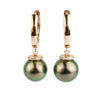 Flashy Aubergine Peacock Tahitian Pearl & Diamond Halo Earrings