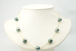 Aegean Blue Tin Cup Tahitian Pearl Necklace