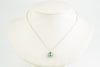 Bright Blue-Green Tahitian Pearl & Diamond Halo Necklace on 14K White Gold