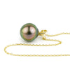 Flashy Aubergine 9.5mm Tahitian Pearl I'a Necklace on 14K Yellow Gold