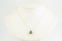 Flashy Aubergine 9.5mm Tahitian Pearl I'a Necklace on 14K Yellow Gold