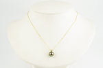 Flashy Aubergine 9.5mm Tahitian Pearl I'a Necklace on 14K Yellow Gold