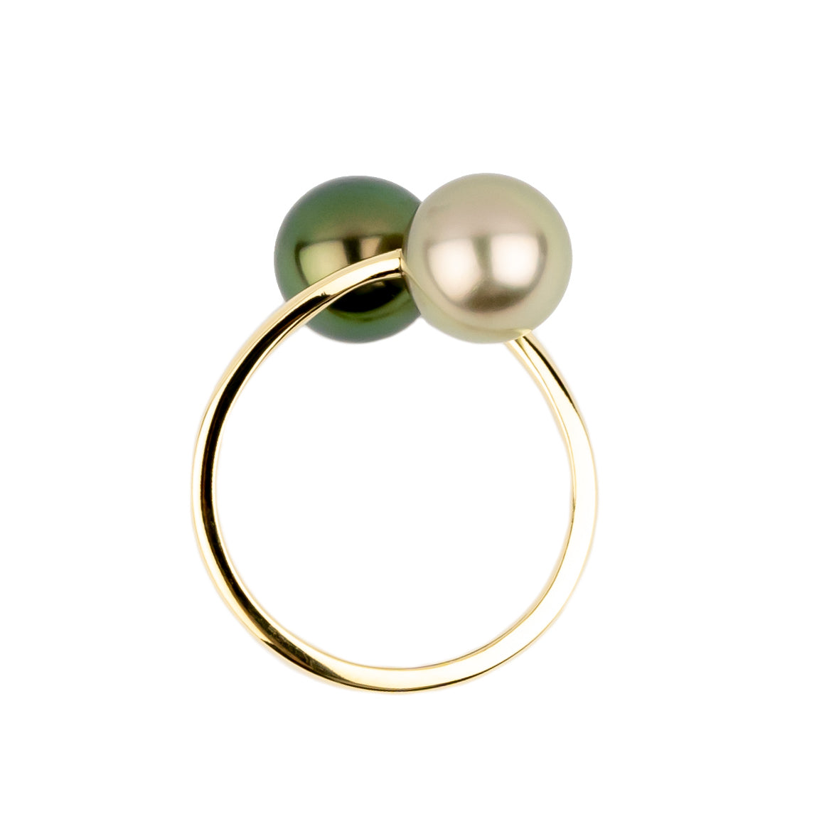 Harmony Double Tahitian Pearl Ring on 14K Yellow Gold