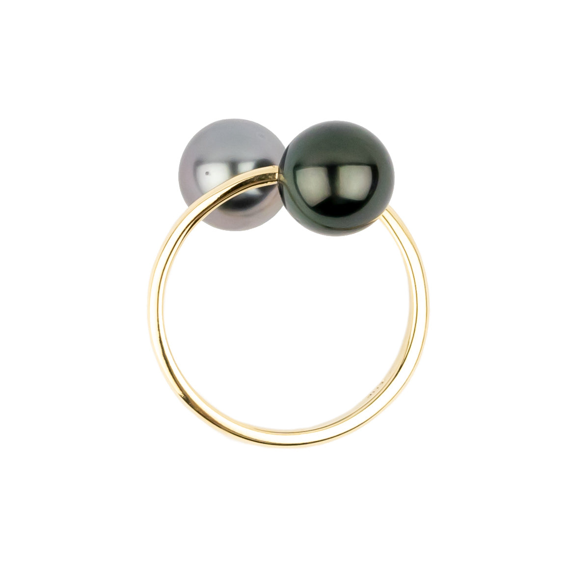 Harmony Double Tahitian Pearl Ring on 14K Yellow Gold