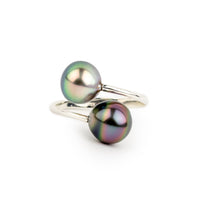 Harmony Double Tahitian Pearl Ring on Sterling Silver
