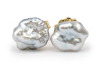 Light Silver Cloud Tahitian Keshi Pearl Stud Earrings