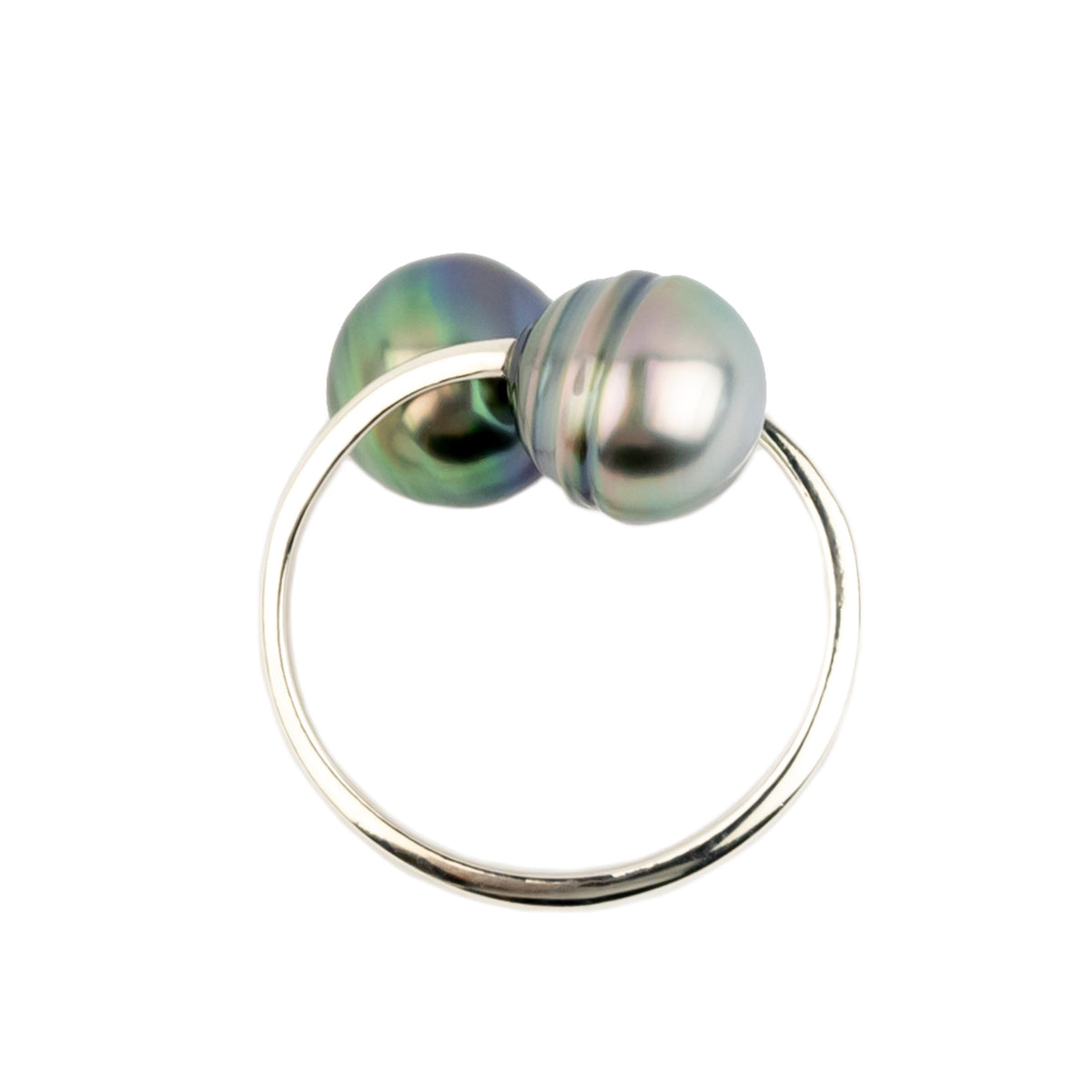 Harmony Double Tahitian Pearl Ring on Sterling Silver
