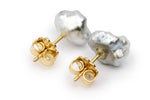 Light Silver Cloud Tahitian Keshi Pearl Stud Earrings
