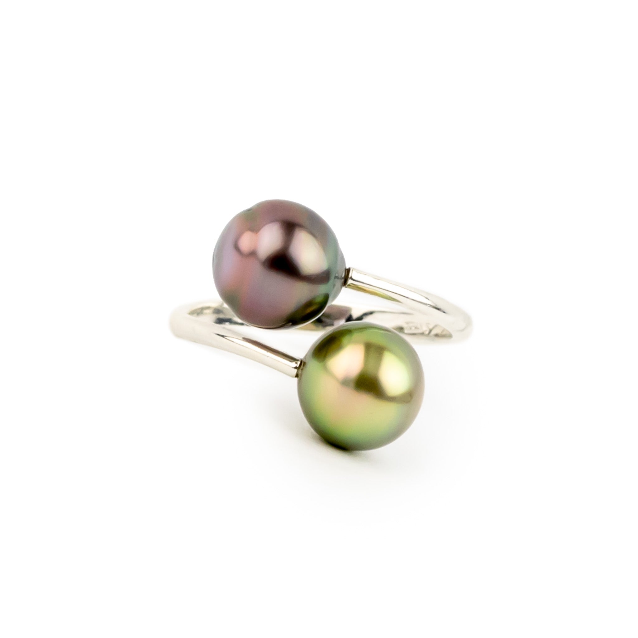 Harmony Double Tahitian Pearl Ring on Sterling Silver