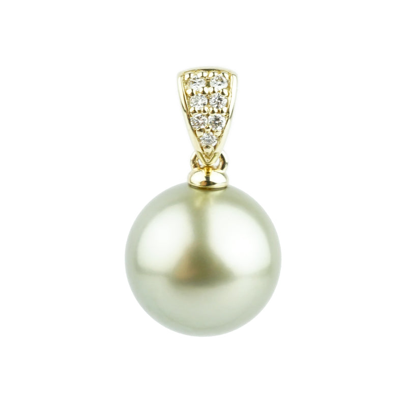 Tahitian Pearl & Diamond 12mm Maia Pendant on 14K Yellow Gold