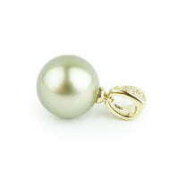 Tahitian Pearl & Diamond 12mm Maia Pendant on 14K Yellow Gold