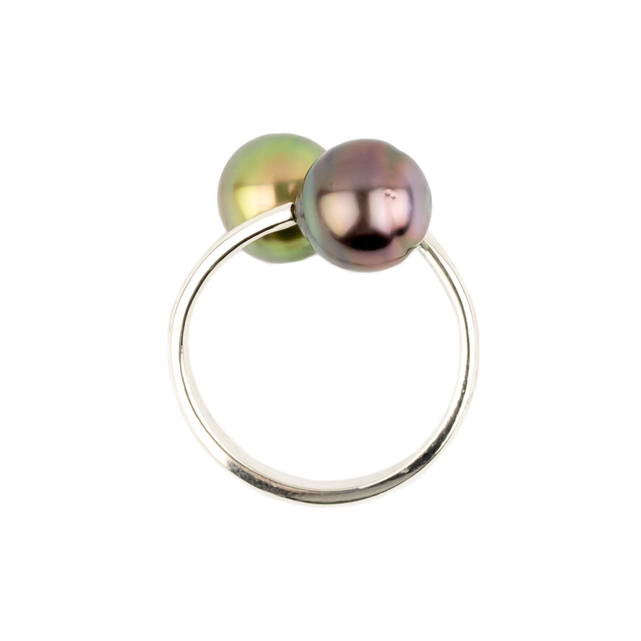 Harmony Double Tahitian Pearl Ring on Sterling Silver