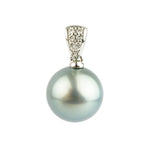 Tahitian Pearl & Diamond 12mm Maia Pendant on 14K White Gold