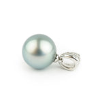 Tahitian Pearl & Diamond 12mm Maia Pendant on 14K White Gold