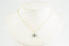 Dark Silvery Green Tahitian Pearl & Diamond Toru Necklace on 14K Yellow Gold