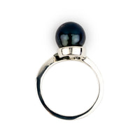 Midnight Blue Baroque 8.9mm Tahitian Pearl Swirl Ring on Sterling Silver