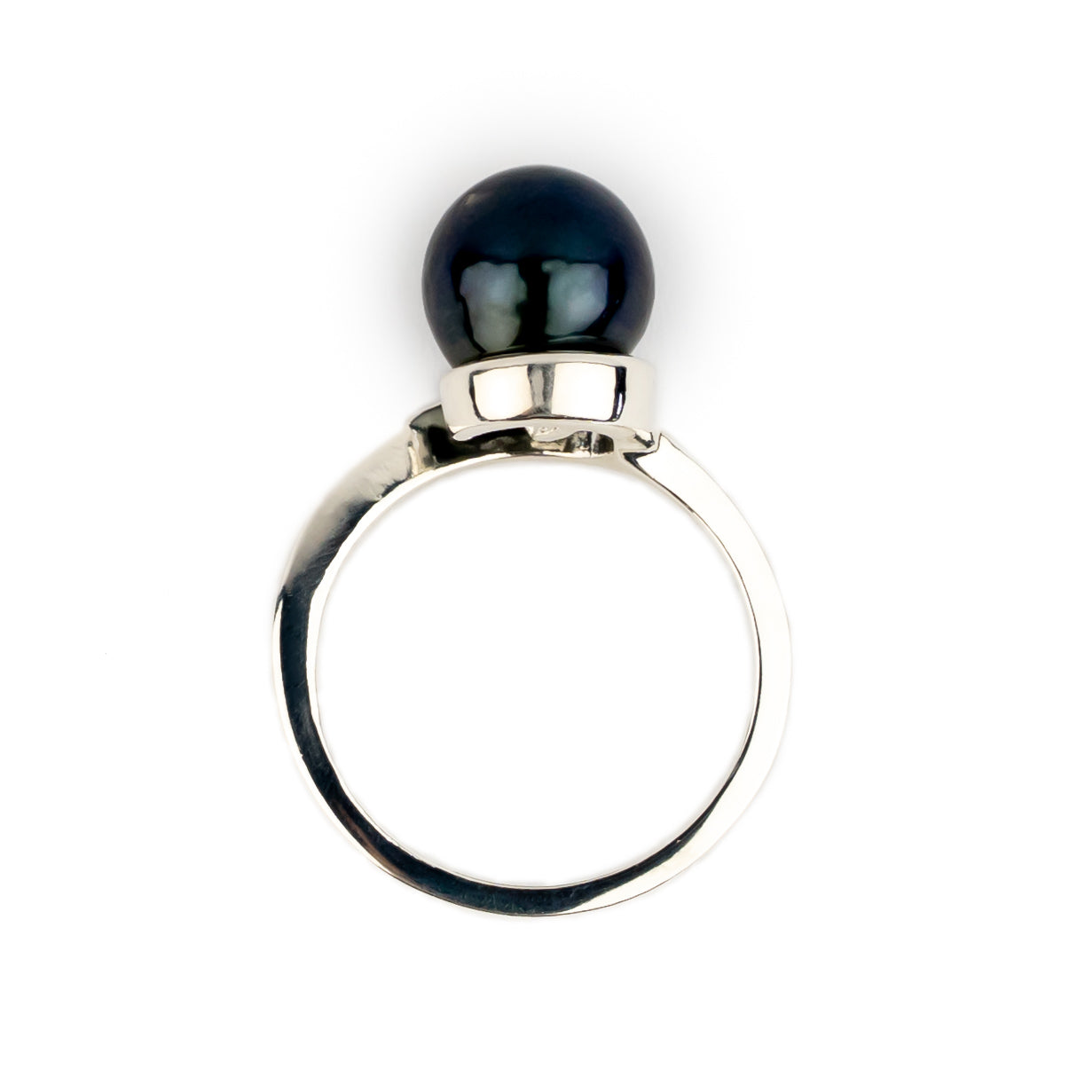 Midnight Blue Baroque 8.9mm Tahitian Pearl Swirl Ring on Sterling Silver