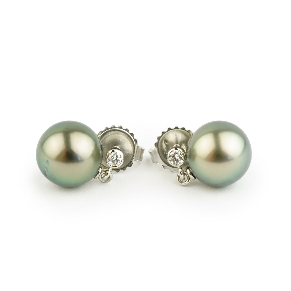Tahitian Pearl & Diamond Étoile Earrings on 14K White Gold