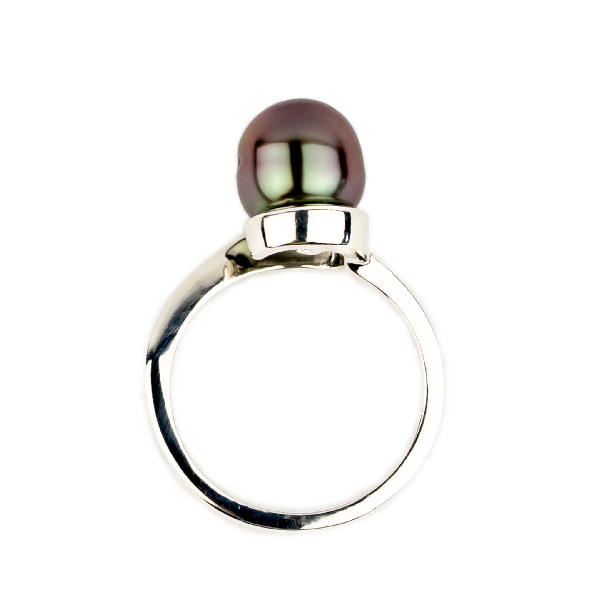 Vivid Fuchsia Baroque 8.4mm Tahitian Pearl Swirl Ring on Sterling Silver