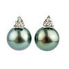 Tahitian Pearl & Diamond Toru Earrings on 14K White Gold