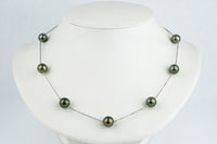 Glorious Greens Tahitian Pearl Tin-Cup Necklace on 14k White Gold