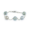 Silvery Pastel Tahitian Pearl Tin Cup Bracelet on 14k White Gold