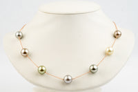 Spring Blossom Tahitian Pearl Tin-Cup Necklace on 14k Rose Gold
