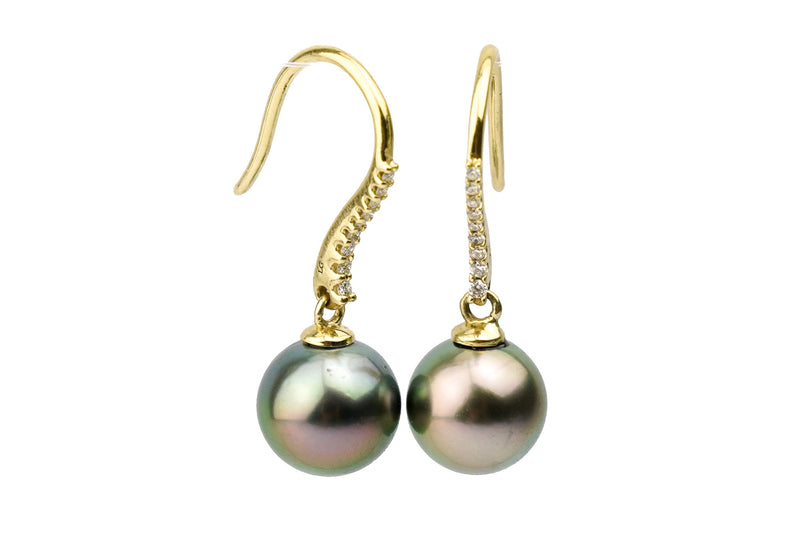 Tahitian Pearl & Diamond Tiurai French Hook Earrings