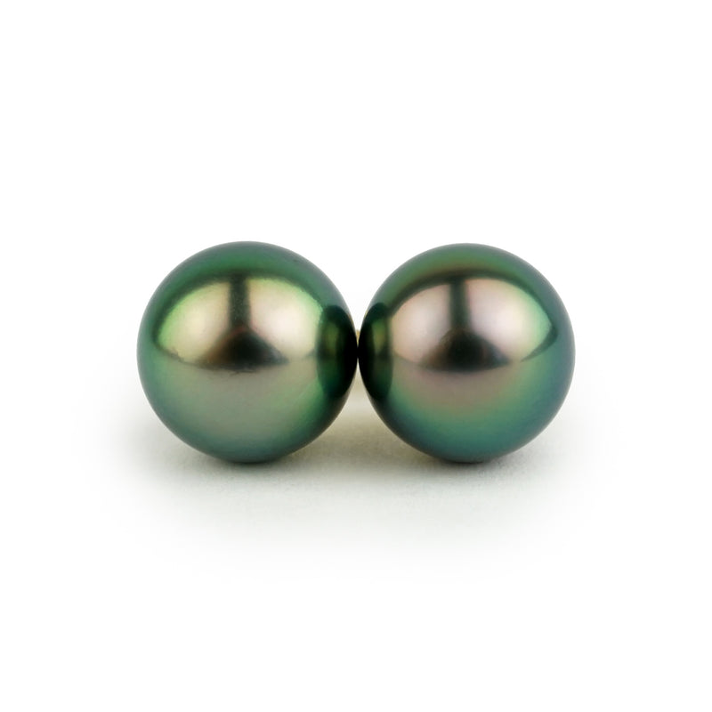 Flashy Pink Rainbow 11mm Tahitian Pearl Statement Stud Earrings