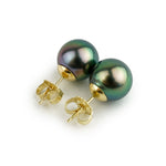 Flashy Pink Rainbow 11mm Tahitian Pearl Statement Stud Earrings