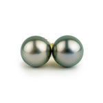 Pink-Green Peacock 9.2-9.8mm Tahitian Pearl Stud Earrings