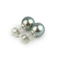 Silvery Blue 10.8mm Statement Pearl Stud Earrings