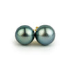 Blue-Green 9.3-9.7mm Tahitian Pearl Stud Earrings