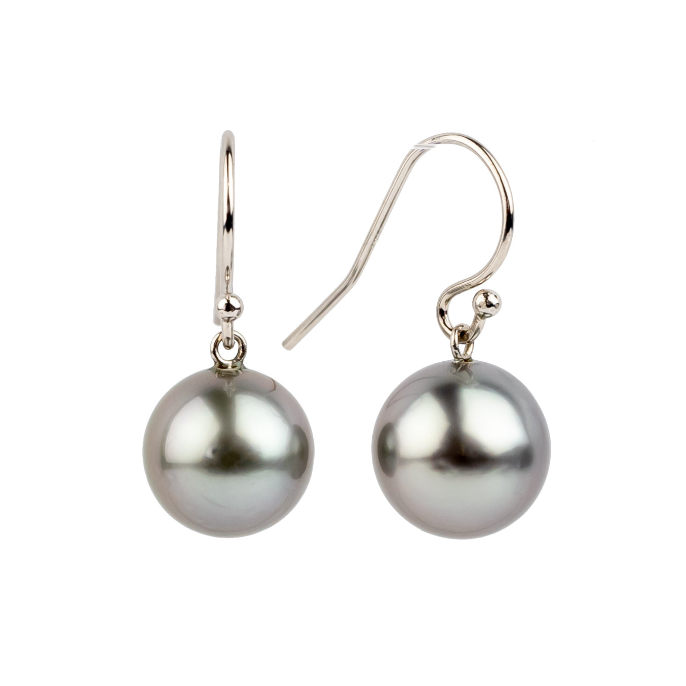 Iridescent Lavender Tahitian Pearl Dangle Earrings on 14K White Gold