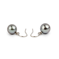 Iridescent Lavender Tahitian Pearl Dangle Earrings on 14K White Gold