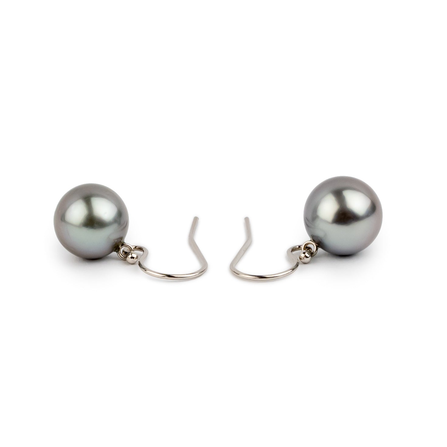 Iridescent Lavender Tahitian Pearl Dangle Earrings on 14K White Gold