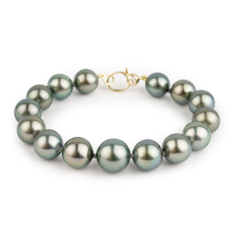 Light Silvery Peacock Green 9-11mm Tahitian Pearl Bracelet