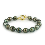 Tropical Green Circled Drop Tahitian Pearl Bracelet