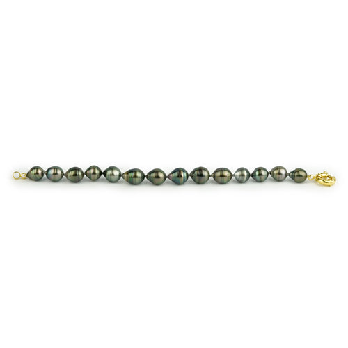 Tropical Green Circled Drop Tahitian Pearl Bracelet