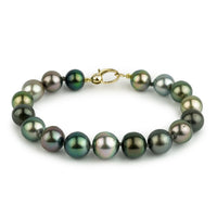 Pink-Green 9-10.7mm Tahitian Pearl Bracelet