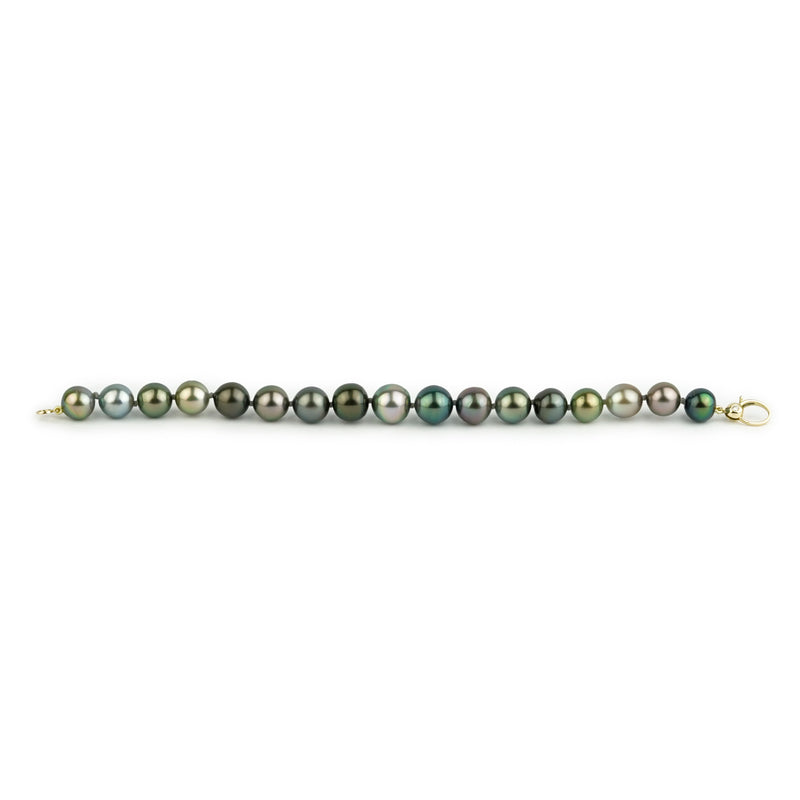 Pink-Green 9-10.7mm Tahitian Pearl Bracelet