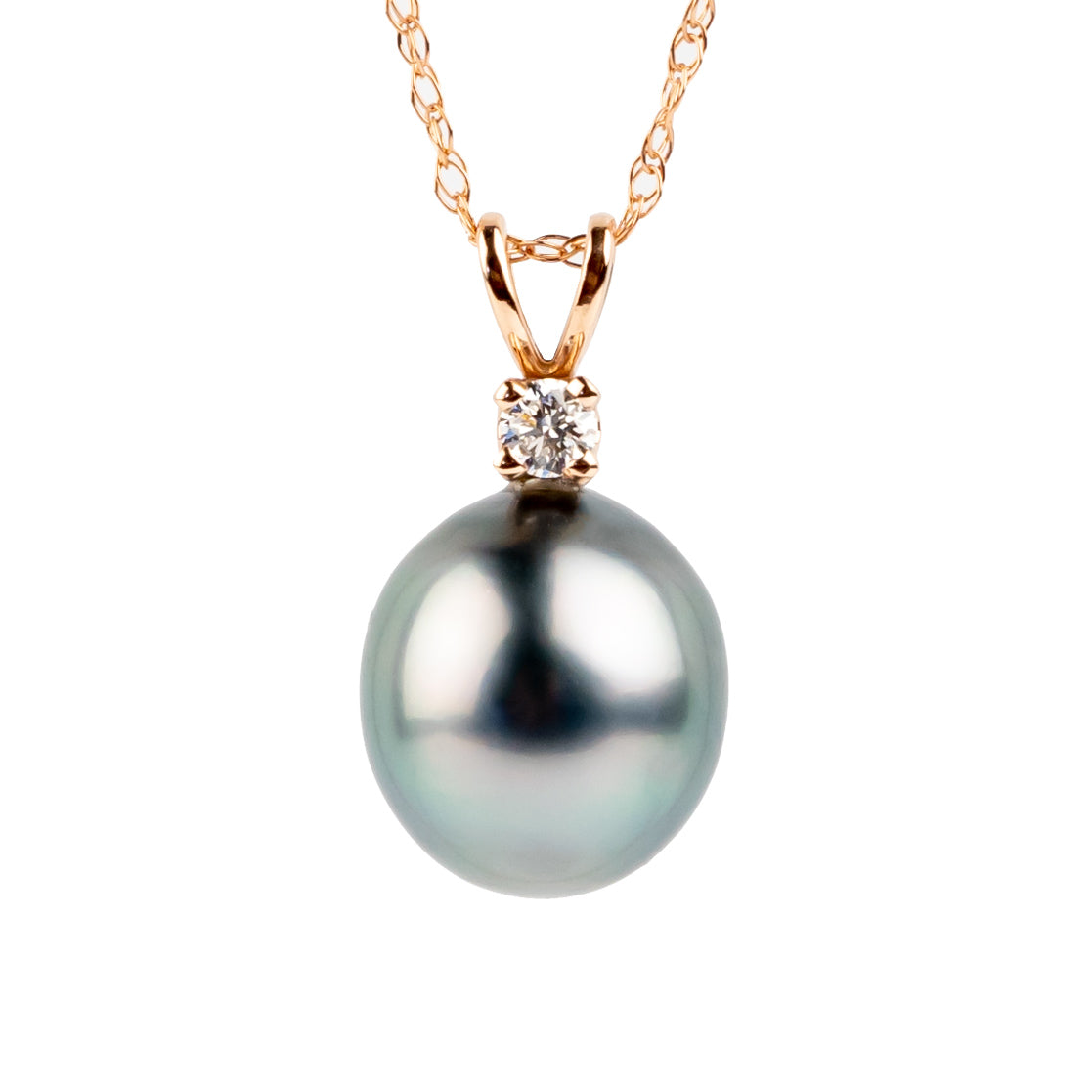 Tahitian Pearl & Diamond Light Pastel Étoile Necklace on 10K Rose Gold